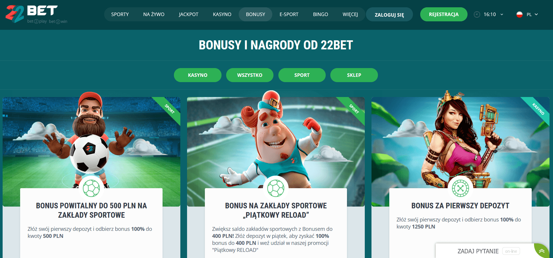 22 bet casino screenshot