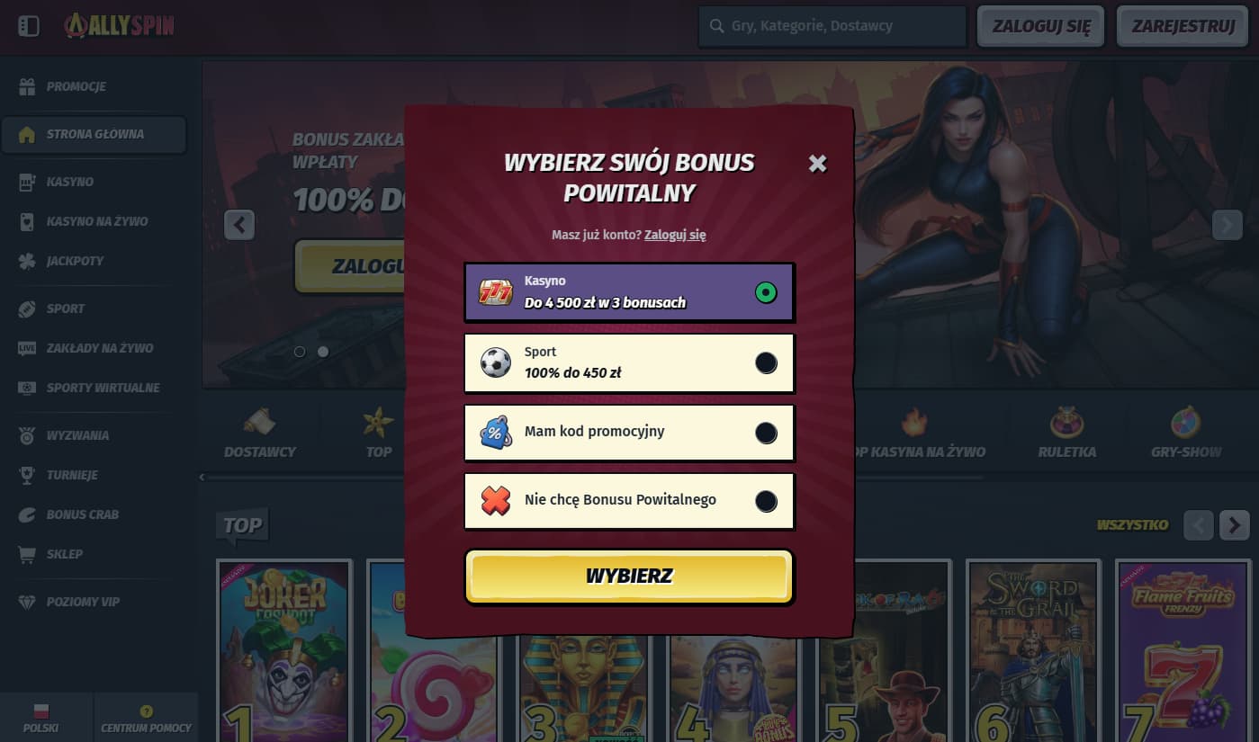 allyspin casino welcome bonus