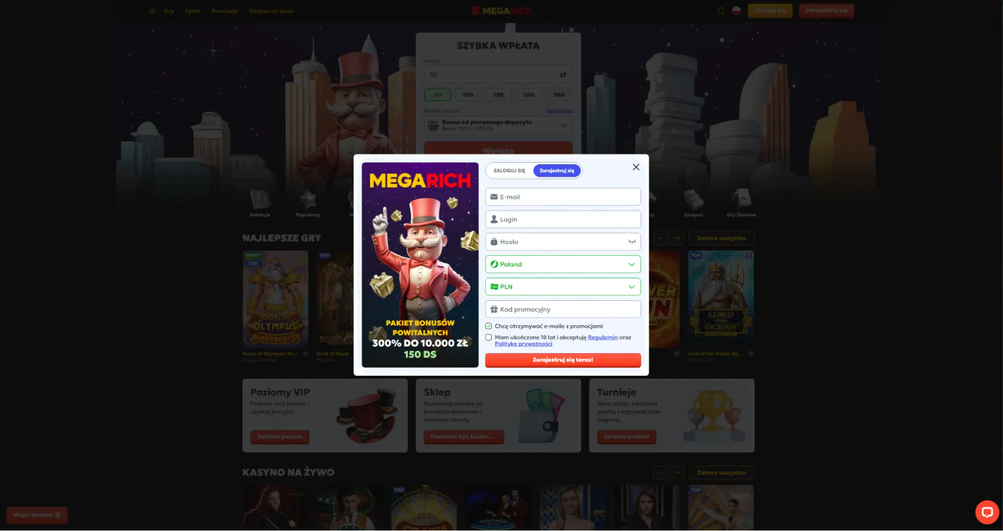 megarich casino rejestracja
