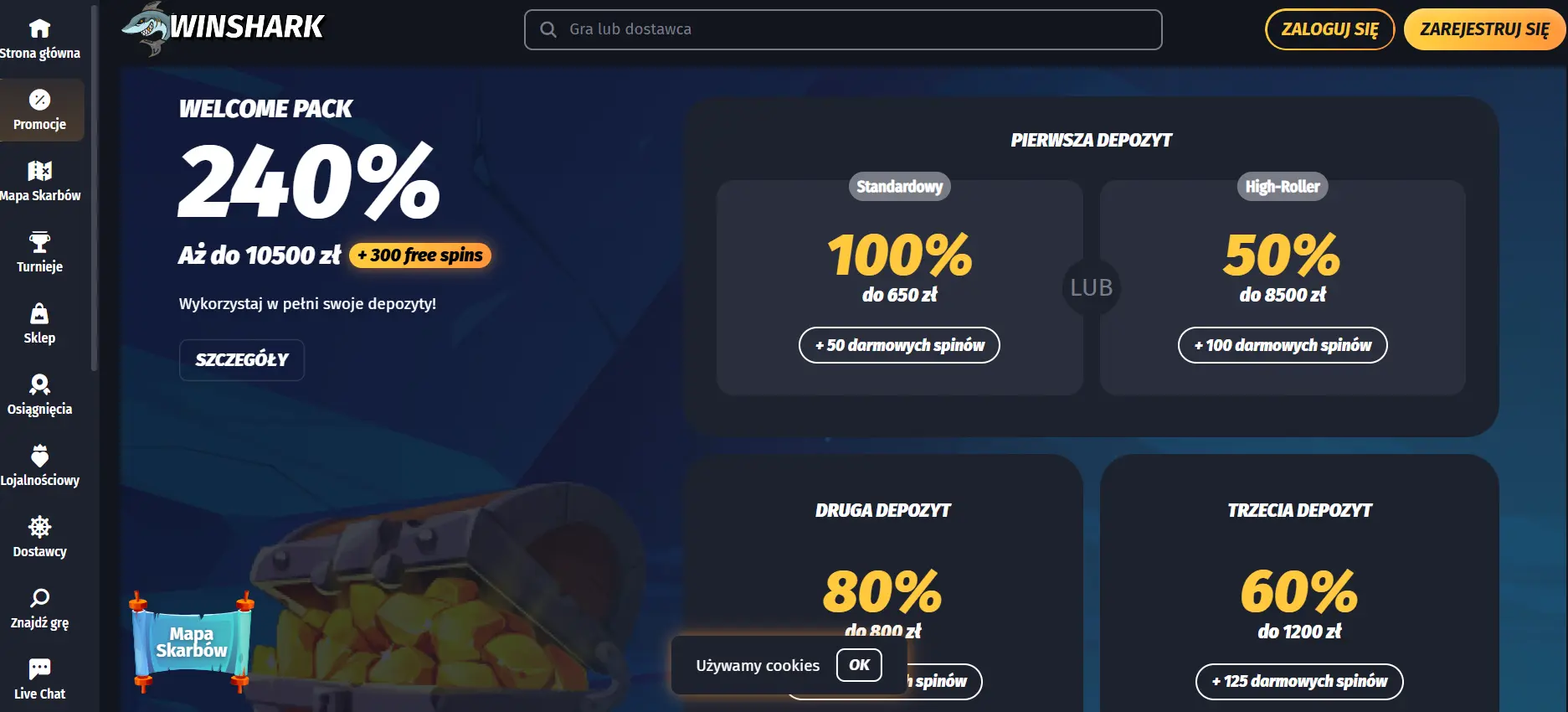 winshark casino bonus powitalny